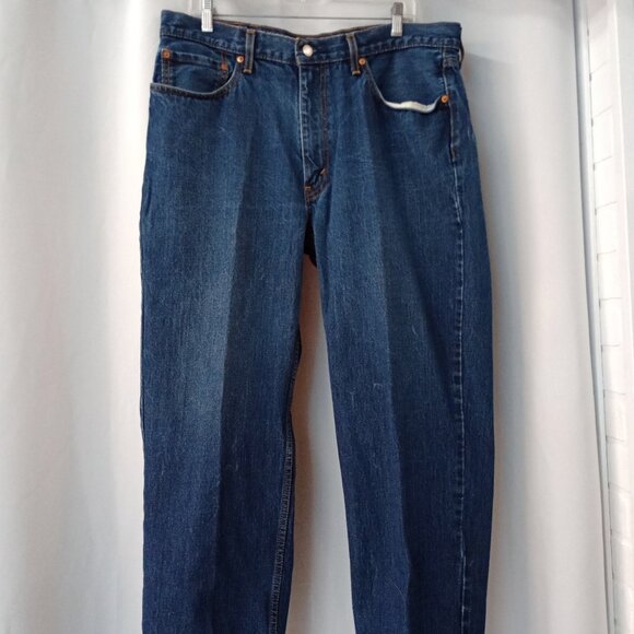 Vintage 90s Levis 550 Jeans Mens 38x29 Dark Blue Denim Relaxed Fit Made in USA